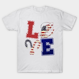 Love Fishing 4th Of July Shirt Independence Day Gift T-Shirt